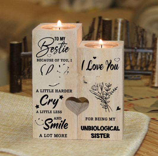 Engraved Heart-Shaped Wooden Candle Holder
