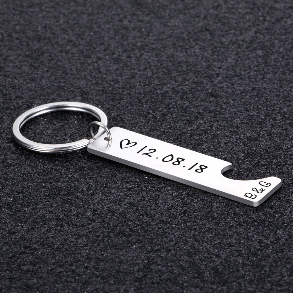 Personalised Couple's Keychain Set with Custom Dates & Initials