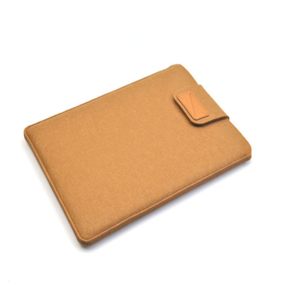Khaki fabric pouch with a strap on a white background