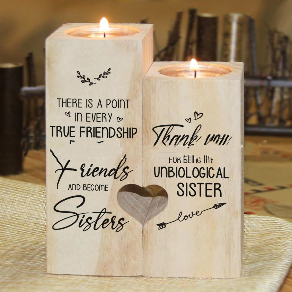 Engraved Heart-Shaped Wooden Candle Holder
